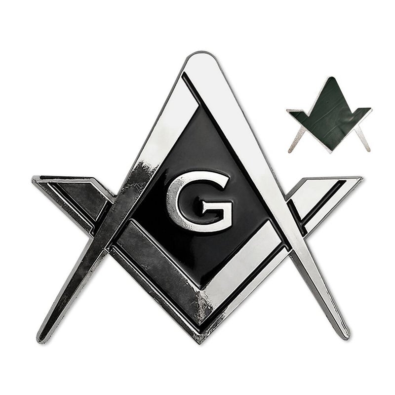 deDecoml Masonic Car Emblem Square and Compass Metal Decal - Image 1